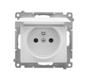 Simon55 Gniazdo IP44 bez uszcz. klapka Biały mat