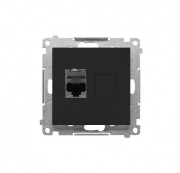 Simon55 gniazdo komp. poj. RJ45 kat.6 Czarny mat