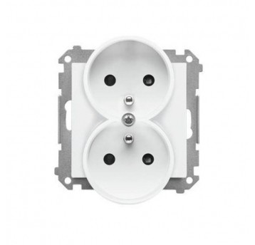 Simon55 Gniazdo podwójne z przesł.i Jasnoszary mat