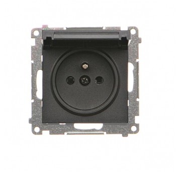 Simon55 Gniazdo z klapką IP44 z uszczelka czarny m