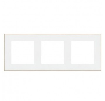 Simon55 Ramka 3-krotna DUO biała/złota TRD3.166/11