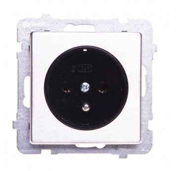 SONATA Gniazdo poj. z/u z przesłonami stal inox