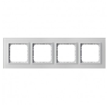 SONATA PRESTIGE Ramka poczwórna białe szkło szron