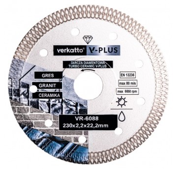 Tarcza diamentowa 230x2,2mm Verkatto Vplus VR-6088