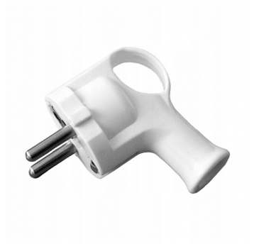 Wtyczka kątowa 2P+Z z uchwytem