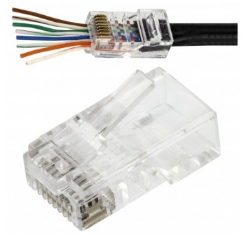 Wtyk RJ45 kat.6 przelotowy 8P8C drut sieci LAN