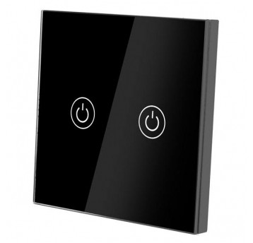 Wyłącznik światła dotykowy podwójny szklany czarny