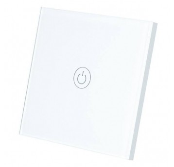 Wyłącznik światła dotykowy pojedyncz szklany biały