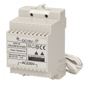 Zasilacz 18V DC 0,5A do domofonu SAGITTA DIN