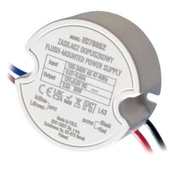 Zasilacz LED 24V 30W 1,25A 12V IP67 dopuszkowy